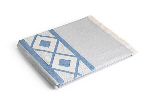 håndklæde blå foldet