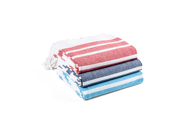 håndklæde rødt lyseblå blå